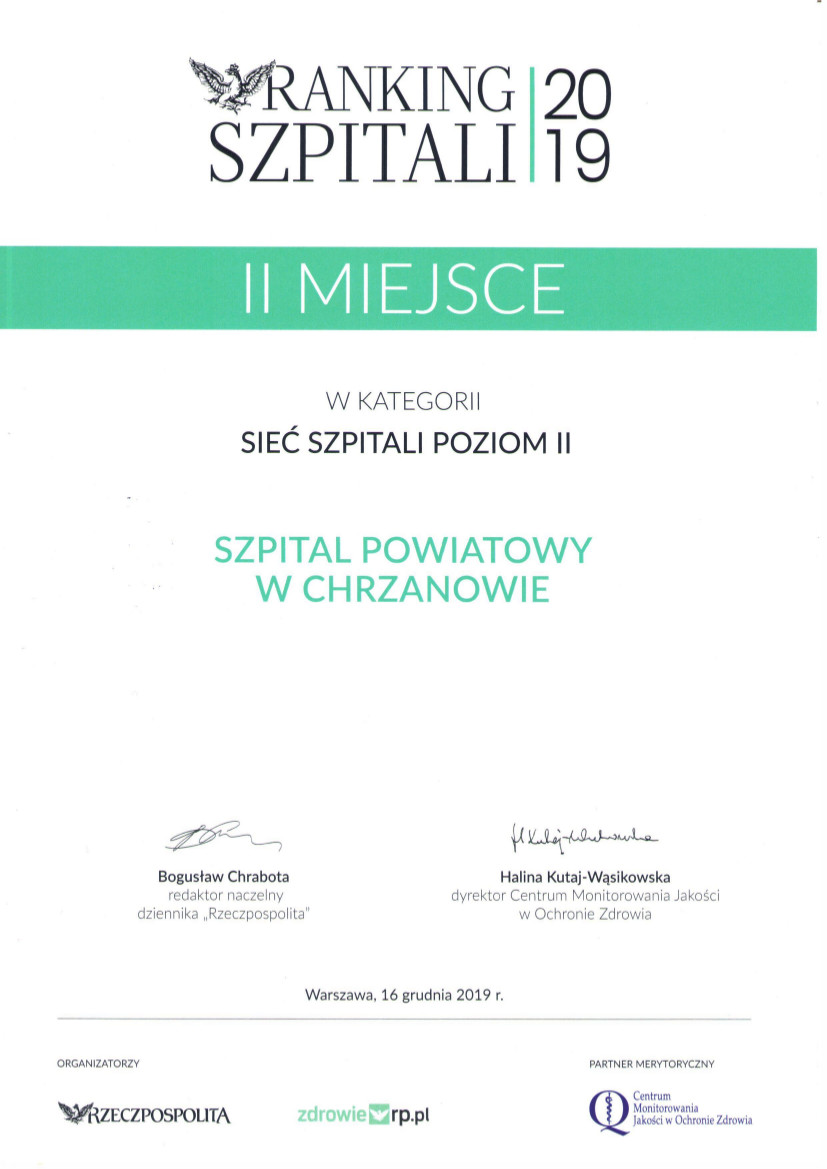 Ranking Szpitali 2019 II miejsce