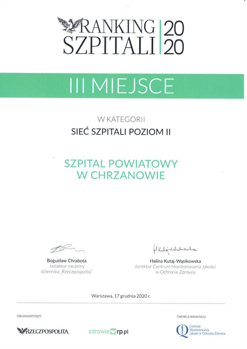 Ranking Szpitali 2020 w sieci poziom II